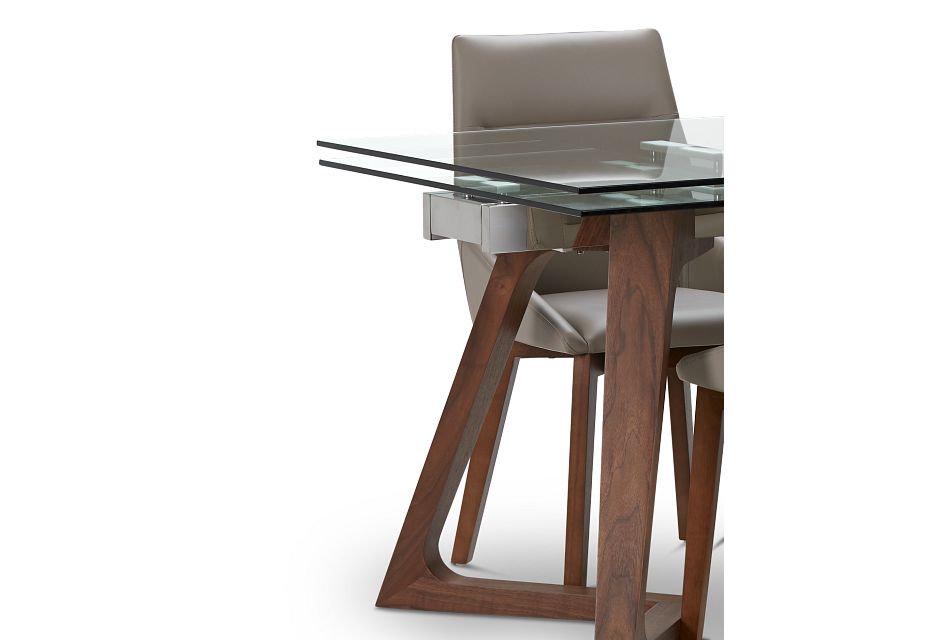 Fresno Glass Taupe Rectangular Table & 4 Upholstered Chairs, bed_Size